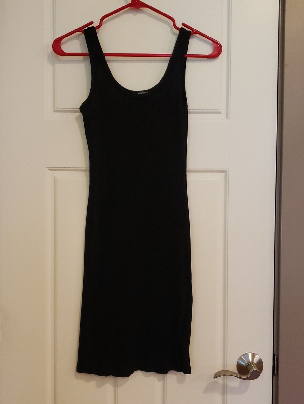 Women's Ribbed Knit Black Tank Top Dress.